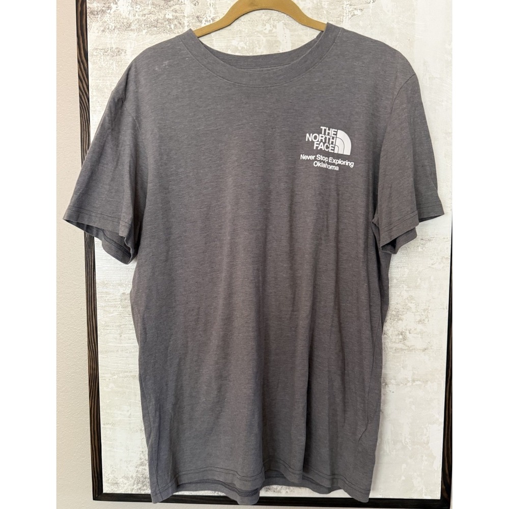 The North Face Mens Gray Green Short Sleeve Graphic T-Shirt Oklahoma Sz Large